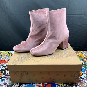 Free People Pink Velvet Ankle Boots